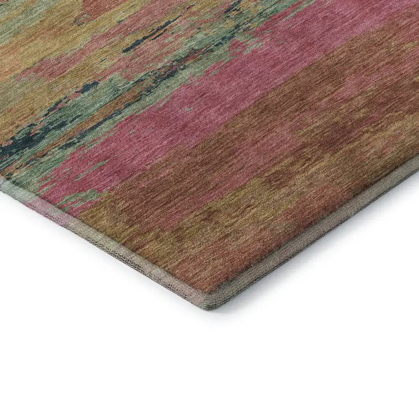 Blush Orange And Teal Abstract Washable Area Rug With UV Protection Photo 5