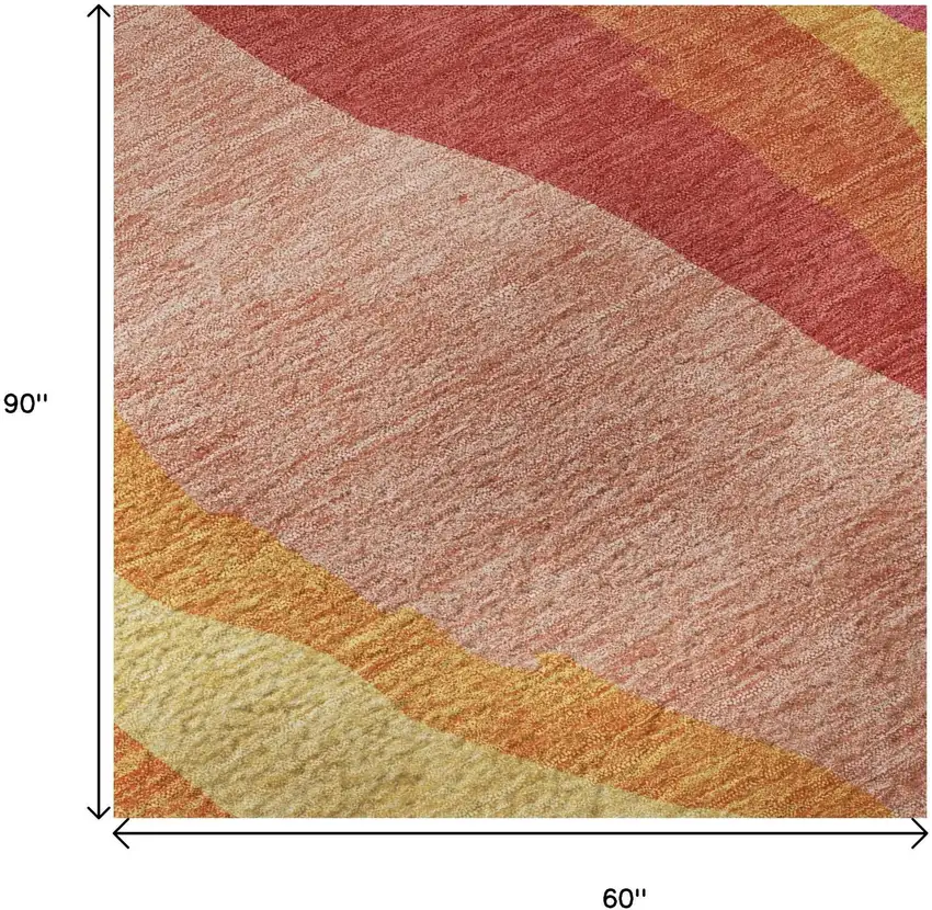 Blush Orange And Wheat Abstract Washable Area Rug With UV Protection Photo 9