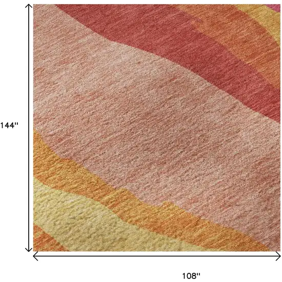 Blush Orange And Wheat Abstract Washable Area Rug With UV Protection Photo 9