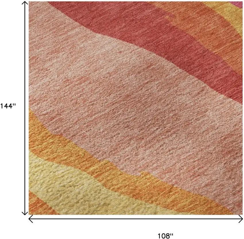 Blush Orange And Wheat Abstract Washable Area Rug With UV Protection Photo 9