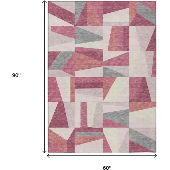 Blush Pewter And Ivory Geometric Washable Indoor Outdoor Area Rug Photo 3