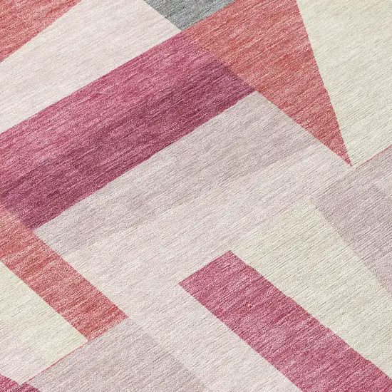 Blush Pewter And Ivory Geometric Washable Indoor Outdoor Area Rug Photo 9
