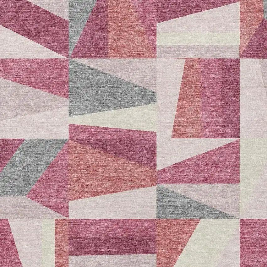 Blush Pewter And Ivory Geometric Washable Indoor Outdoor Area Rug Photo 5