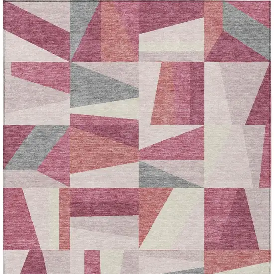 Blush Pewter And Ivory Geometric Washable Indoor Outdoor Area Rug Photo 5