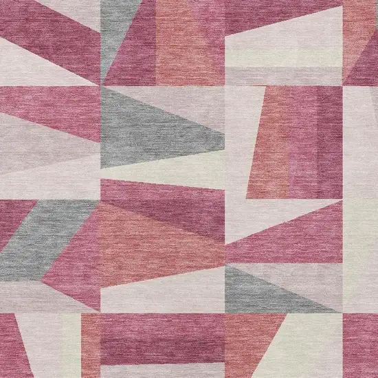 Blush Pewter And Ivory Geometric Washable Indoor Outdoor Area Rug Photo 5