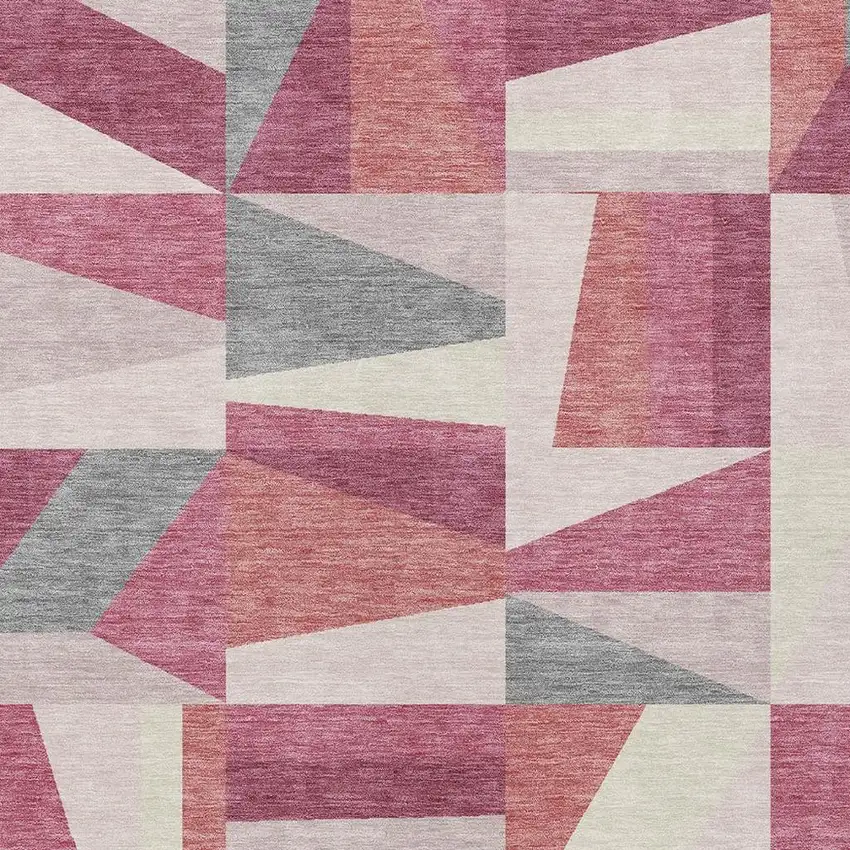 Blush Pewter And Ivory Geometric Washable Indoor Outdoor Area Rug Photo 5