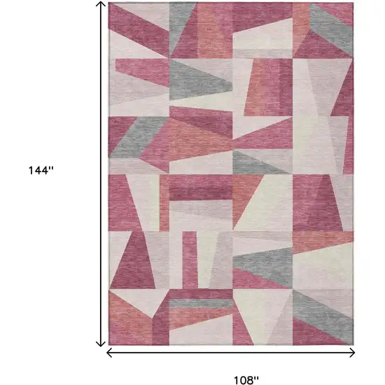 Blush Pewter And Ivory Geometric Washable Indoor Outdoor Area Rug Photo 3