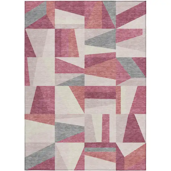 Blush Pewter And Ivory Geometric Washable Indoor Outdoor Area Rug Photo 4