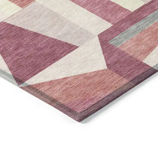 Blush Pewter And Ivory Geometric Washable Indoor Outdoor Area Rug Photo 5