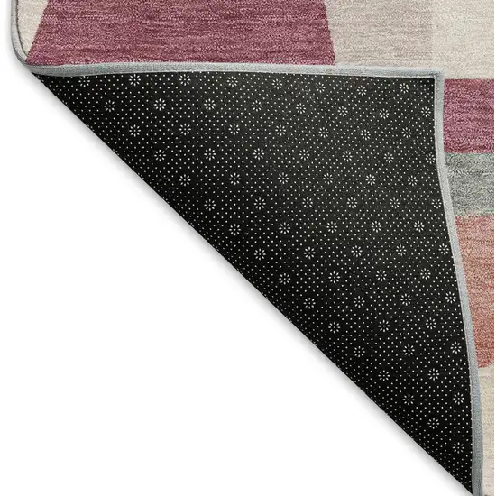 Blush Pewter And Ivory Geometric Washable Indoor Outdoor Area Rug Photo 8