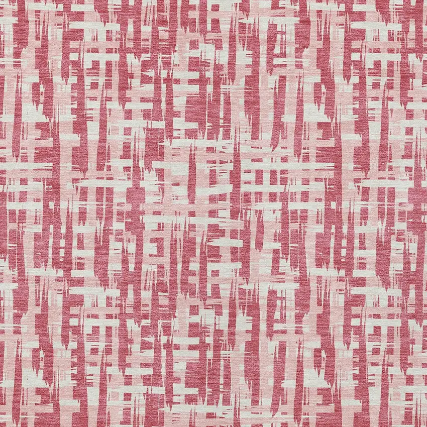 Blush Pink And Beige Abstract Washable Indoor Outdoor Area Rug Photo 6