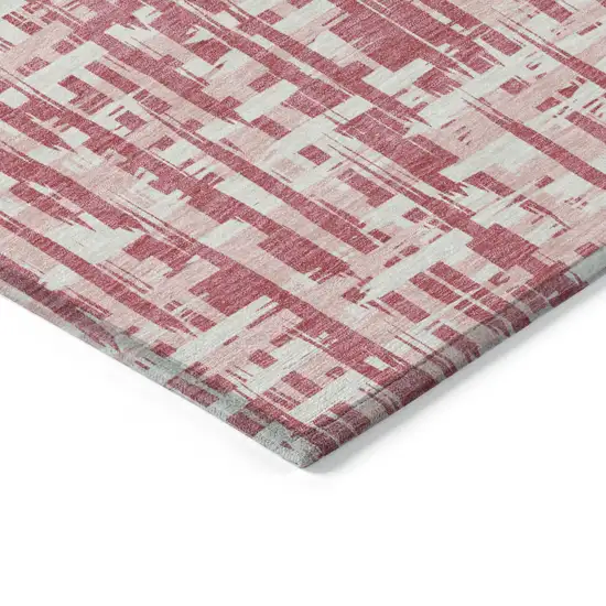 Blush Pink And Beige Abstract Washable Indoor Outdoor Area Rug Photo 4