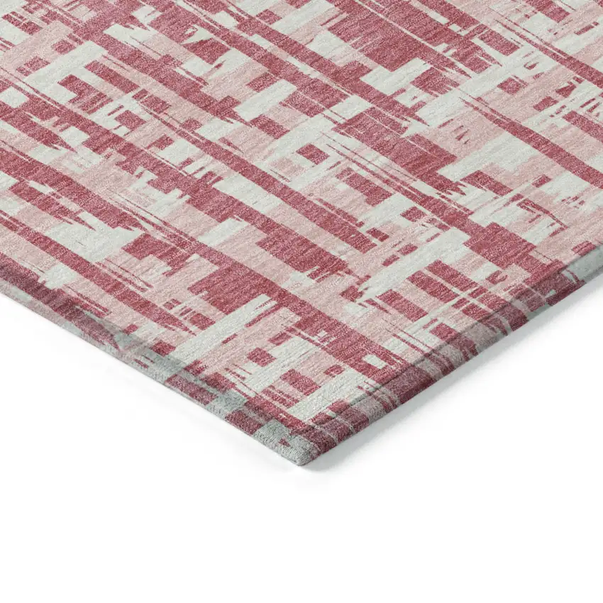 Blush Pink And Beige Abstract Washable Indoor Outdoor Area Rug Photo 4