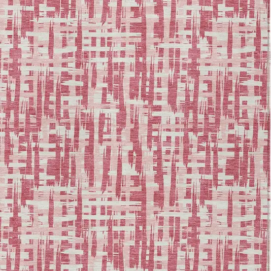 Blush Pink And Beige Abstract Washable Indoor Outdoor Area Rug Photo 6