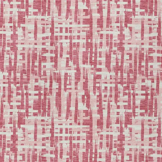 Blush Pink And Beige Abstract Washable Indoor Outdoor Area Rug Photo 6