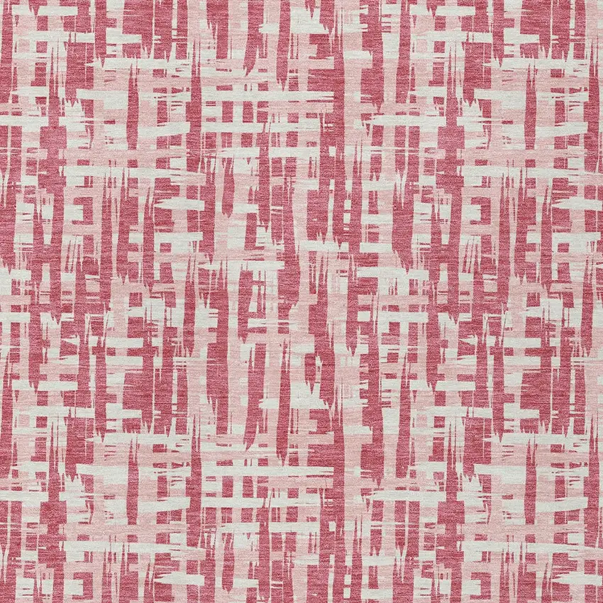 Blush Pink And Beige Abstract Washable Indoor Outdoor Area Rug Photo 6