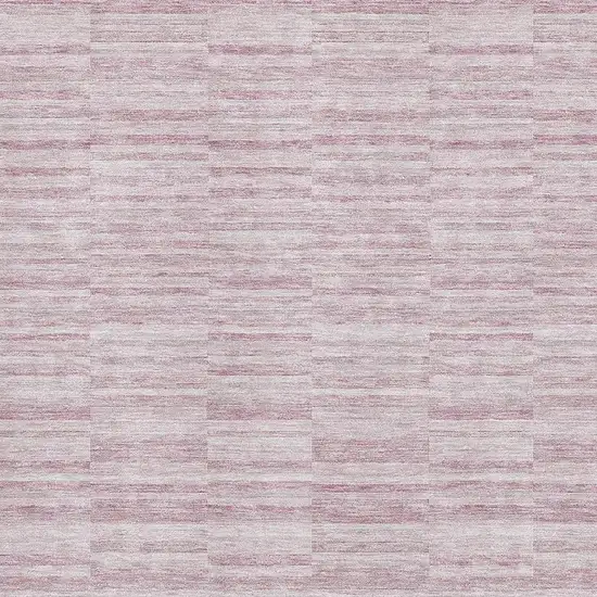 Blush Pink And Beige Striped Washable Area Rug With UV Protection Photo 3