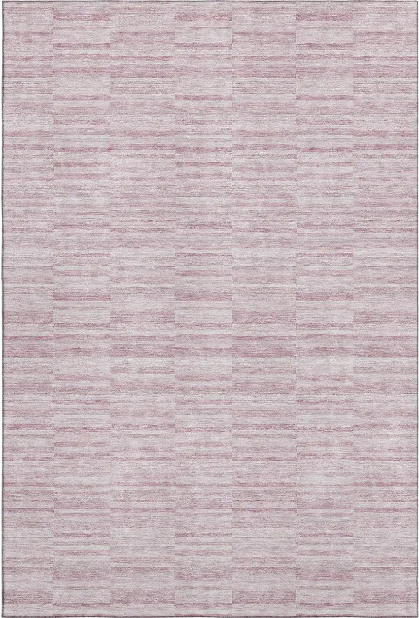 Blush Pink And Beige Striped Washable Area Rug With UV Protection Photo 1
