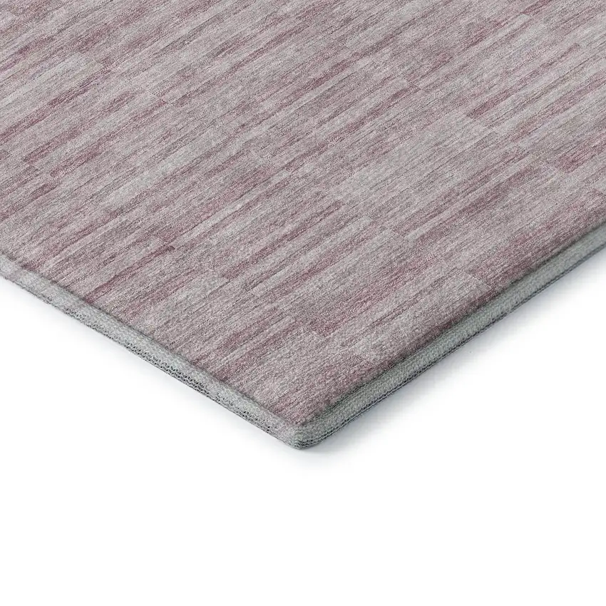 Blush Pink And Beige Striped Washable Area Rug With UV Protection Photo 8