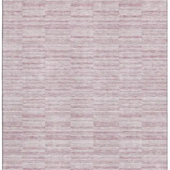 Blush Pink And Beige Striped Washable Area Rug With UV Protection Photo 4