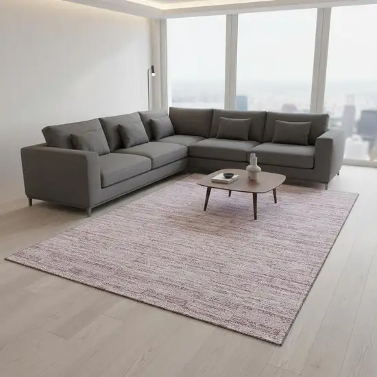 Blush Pink And Beige Striped Washable Area Rug With UV Protection Photo 2