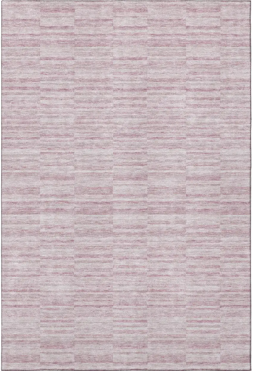 Blush Pink And Beige Striped Washable Area Rug With UV Protection Photo 4