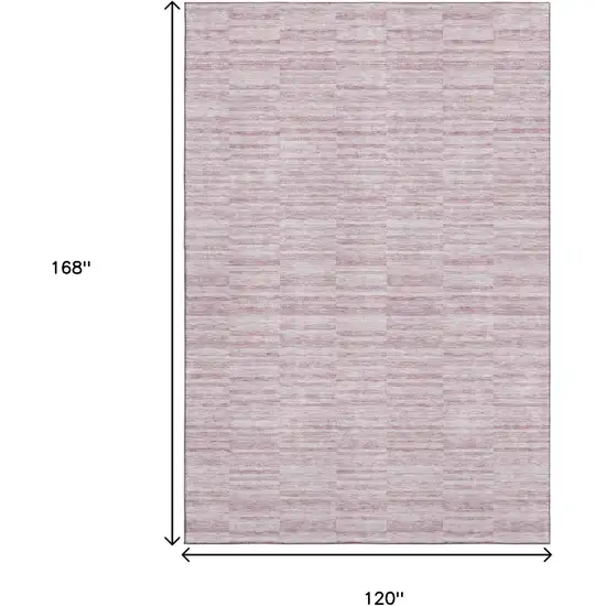 Blush Pink And Beige Striped Washable Area Rug With UV Protection Photo 3