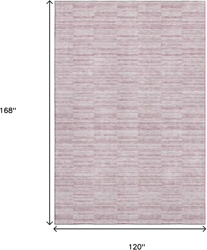 Blush Pink And Beige Striped Washable Area Rug With UV Protection Photo 3