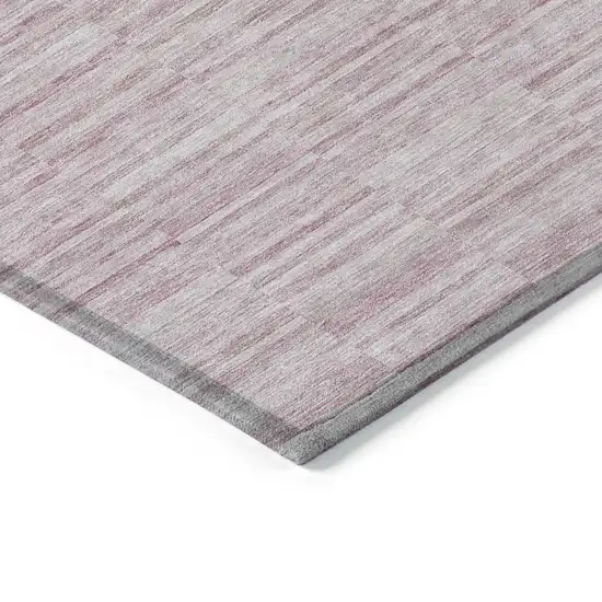 Blush Pink And Beige Striped Washable Indoor Outdoor Area Rug Photo 5