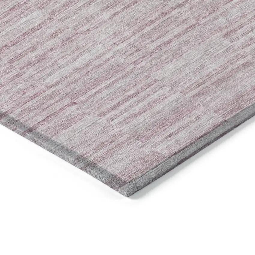 Blush Pink And Beige Striped Washable Indoor Outdoor Area Rug Photo 5