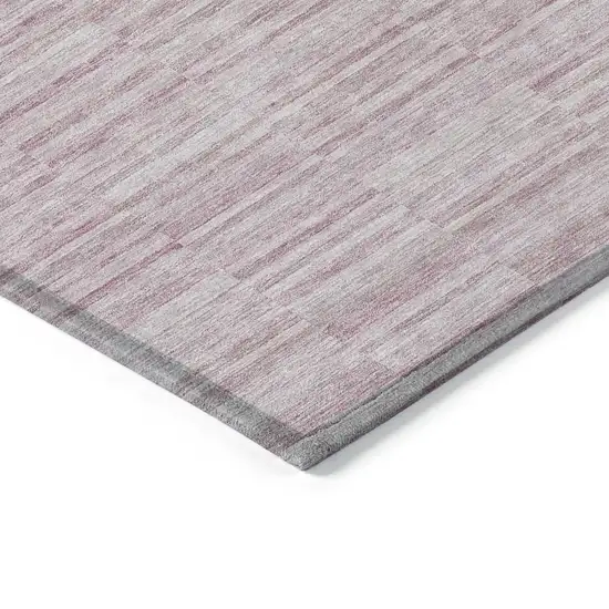 Blush Pink And Beige Striped Washable Indoor Outdoor Area Rug Photo 5