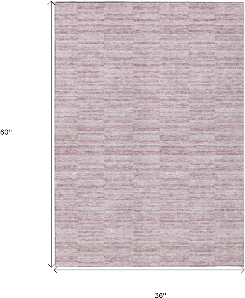 Blush Pink And Beige Striped Washable Indoor Outdoor Area Rug Photo 3