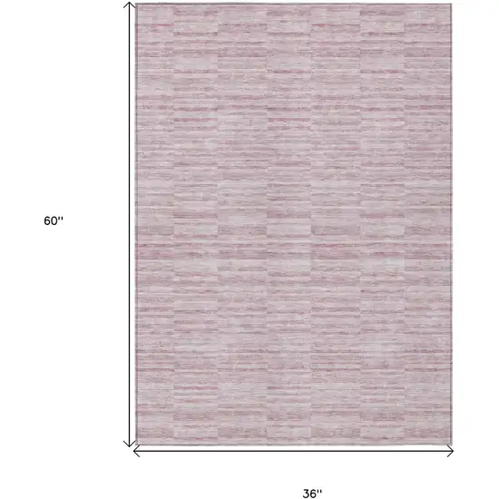 Blush Pink And Beige Striped Washable Indoor Outdoor Area Rug Photo 3