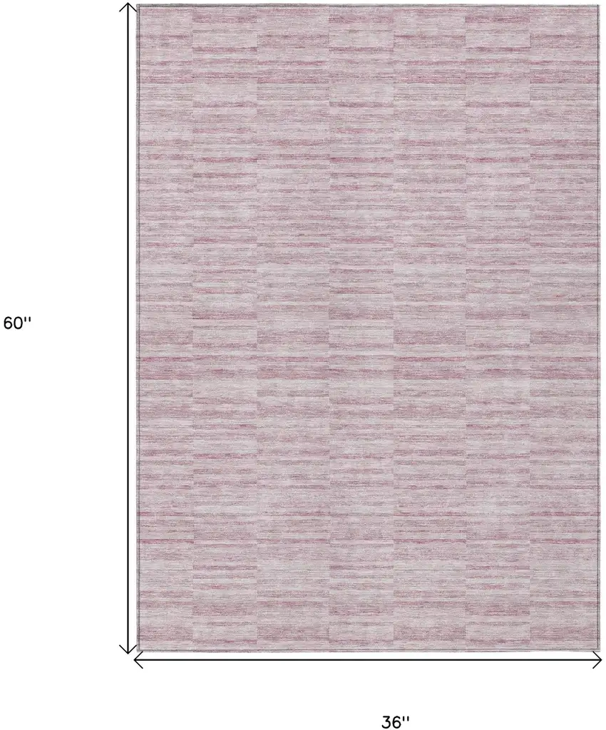 Blush Pink And Beige Striped Washable Indoor Outdoor Area Rug Photo 3