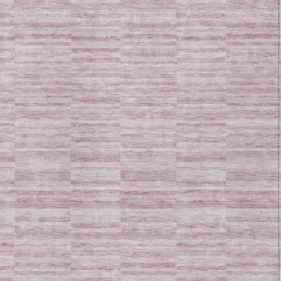 Blush Pink And Beige Striped Washable Indoor Outdoor Area Rug Photo 6