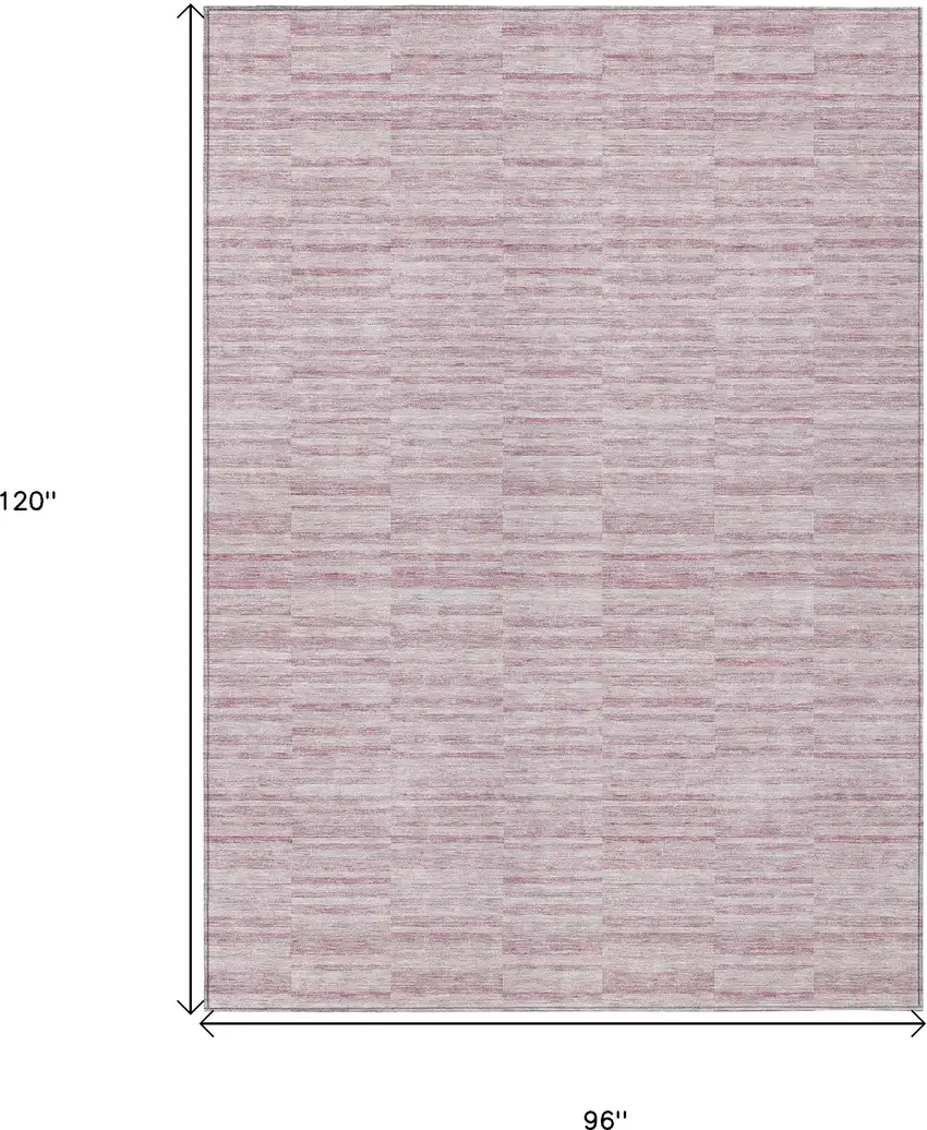Blush Pink And Beige Striped Washable Indoor Outdoor Area Rug Photo 3