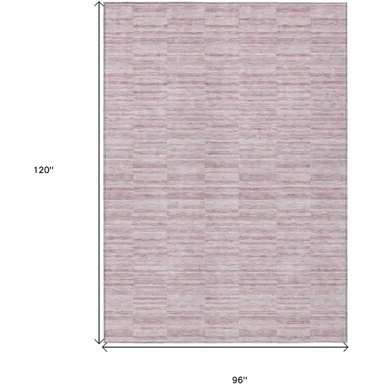 Blush Pink And Beige Striped Washable Indoor Outdoor Area Rug Photo 3