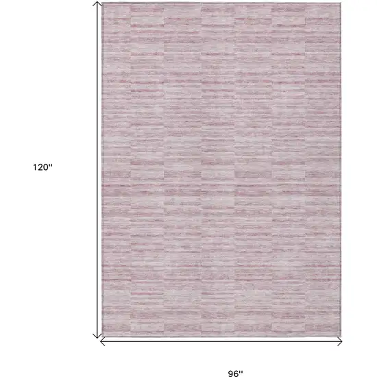 Blush Pink And Beige Striped Washable Indoor Outdoor Area Rug Photo 3