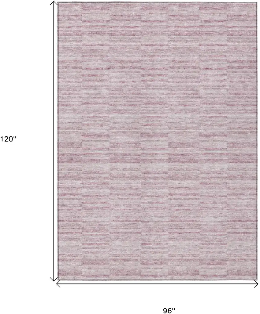 Blush Pink And Beige Striped Washable Indoor Outdoor Area Rug Photo 3