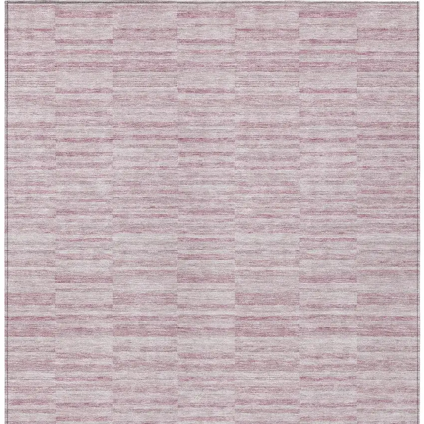 Blush Pink And Beige Striped Washable Indoor Outdoor Area Rug Photo 7