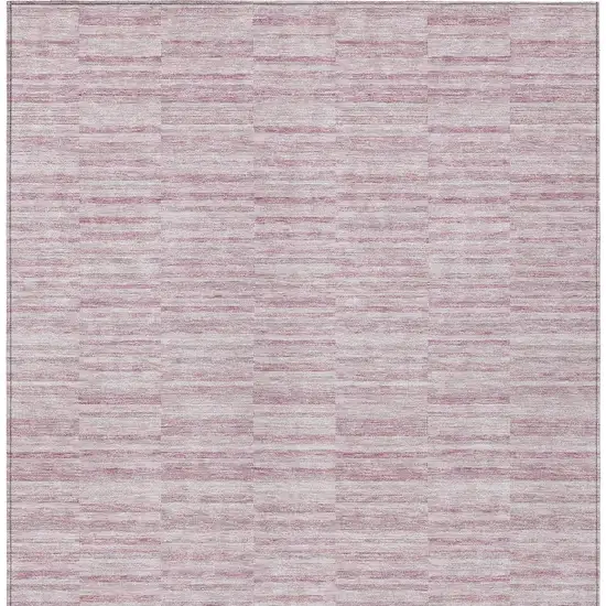 Blush Pink And Beige Striped Washable Indoor Outdoor Area Rug Photo 7