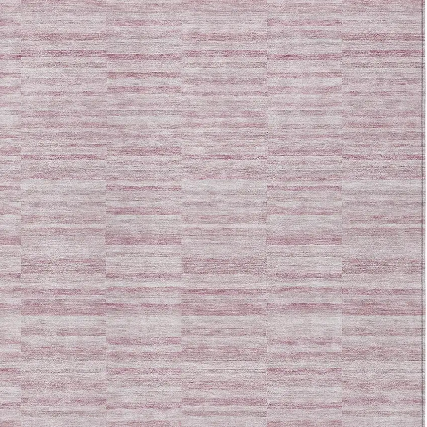 Blush Pink And Beige Striped Washable Indoor Outdoor Area Rug Photo 6