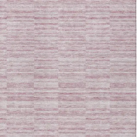 Blush Pink And Beige Striped Washable Indoor Outdoor Area Rug Photo 6