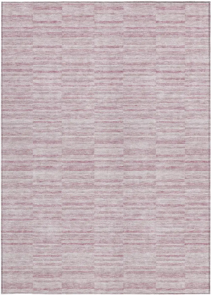Blush Pink And Beige Striped Washable Indoor Outdoor Area Rug Photo 7