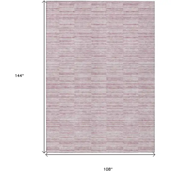Blush Pink And Beige Striped Washable Indoor Outdoor Area Rug Photo 3