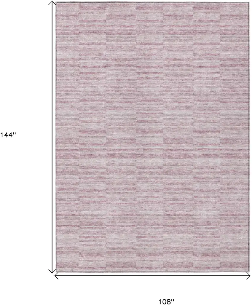 Blush Pink And Beige Striped Washable Indoor Outdoor Area Rug Photo 3