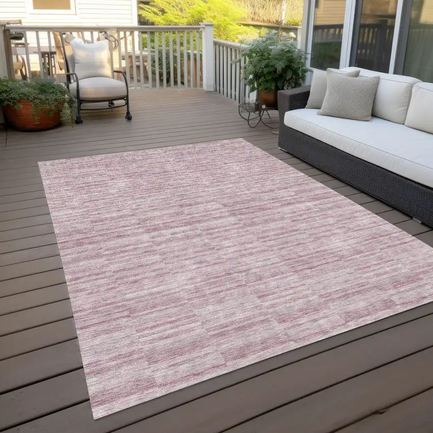 Blush Pink And Beige Striped Washable Indoor Outdoor Area Rug Photo 9