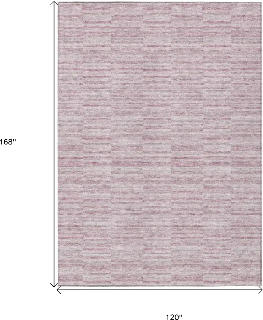 Blush Pink And Beige Striped Washable Indoor Outdoor Area Rug Photo 3