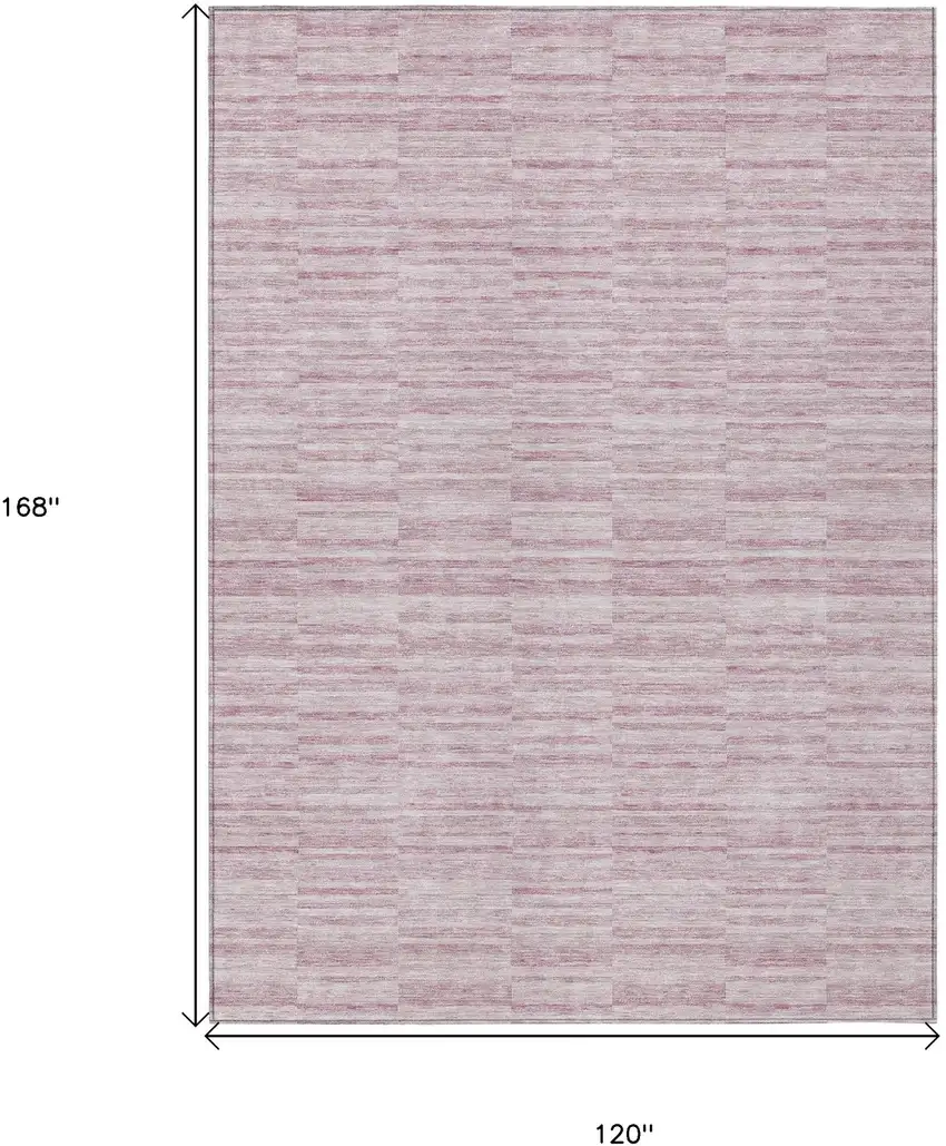 Blush Pink And Beige Striped Washable Indoor Outdoor Area Rug Photo 3