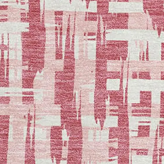 Blush Pink And Ivory Abstract Geometric Washable Area Rug With UV Protection Photo 2